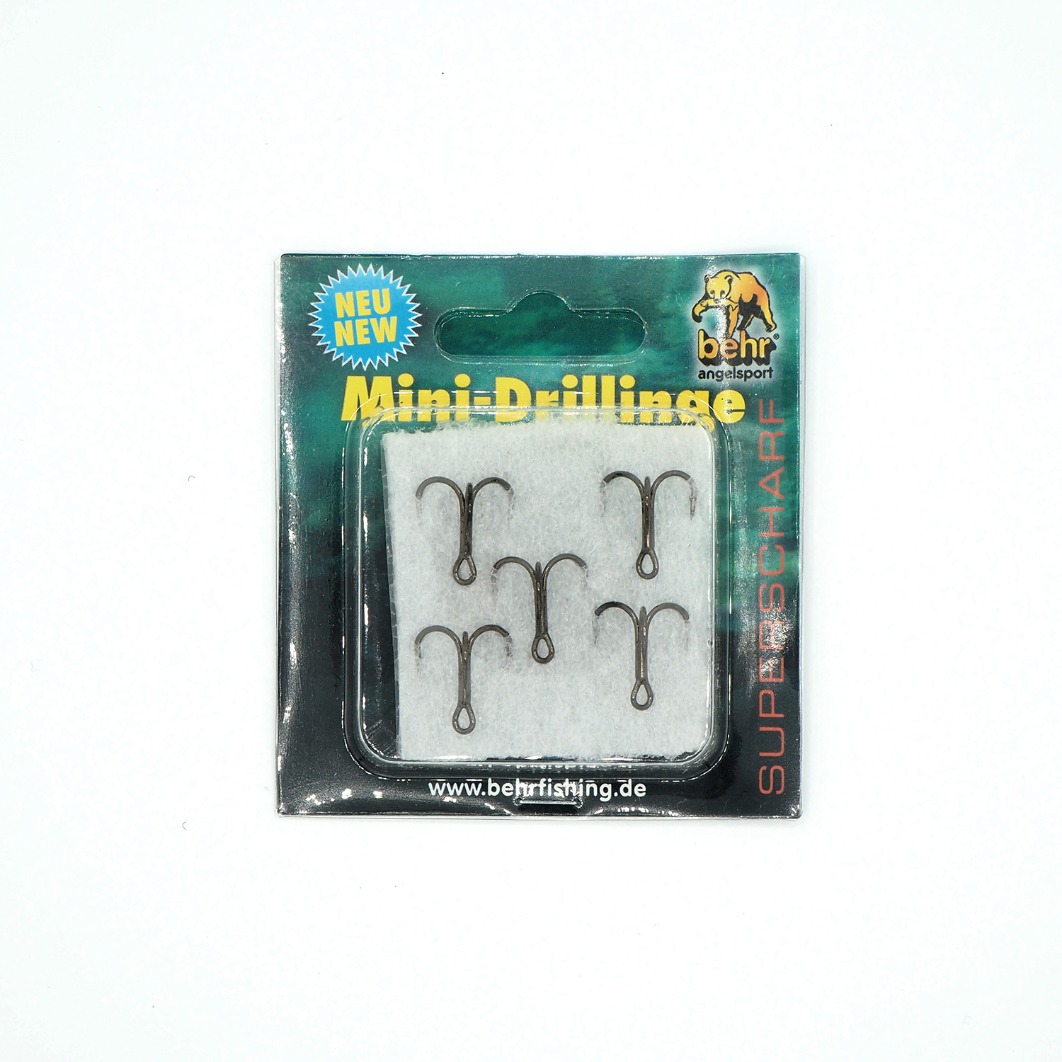 Mini Drillinge Haken Größe 10 superscharf 5 Stück Set