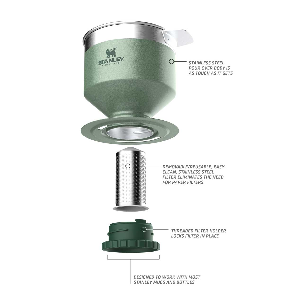 Stanley Pour Over Edelstahl Kaffee Camping Outdoor Filter Brewer